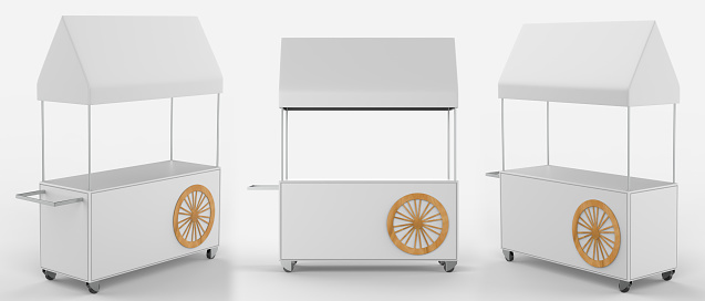 food Trolley Cart on a white background. 3d illustration