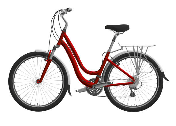 istock Detailed red bike isolated on white background. Side view. 3D. Vector illustration 1359295407