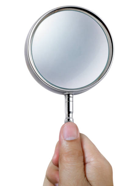 istock Hand holding a magnifying glass isolated on a white background 1359302444