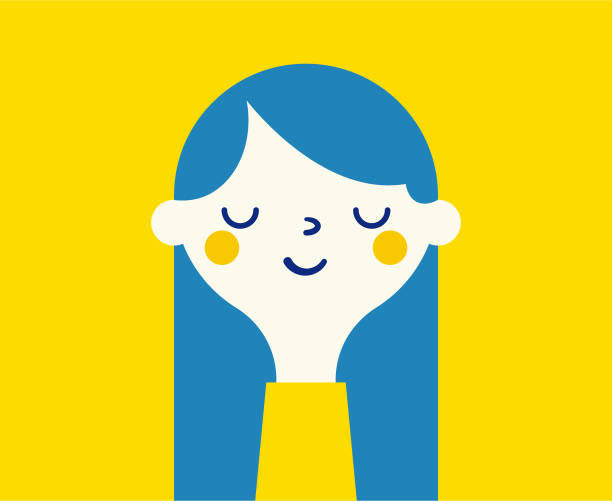 Vector illustration of a young adult portrait in a cute and flat design style. Colors are global for easier editing.