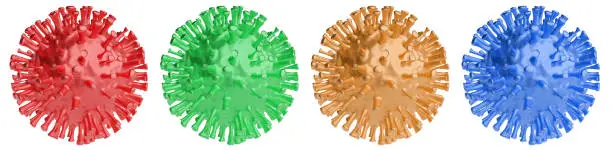 Set of  virus coronavirus covid-19 isolated on white. 3d rendering