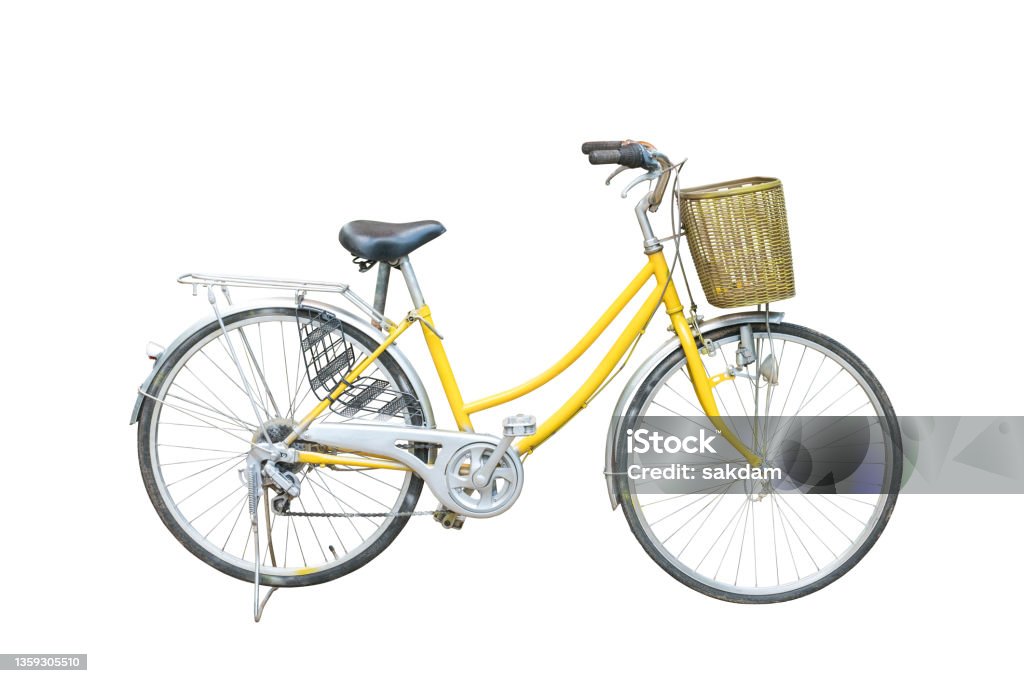 Yellow Color Bike Collection Yellow Color Bicycle Isolated Include Clipping Path On White Background ...