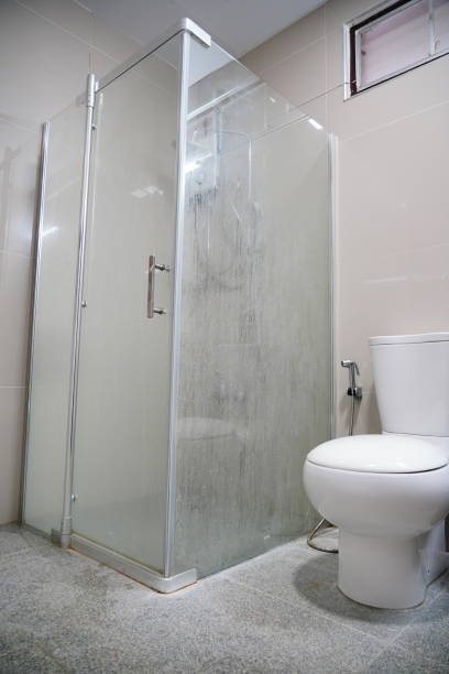 istock Bathroom glass Shower and toilet 1359306438
