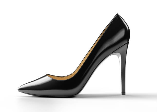 istock Black women's shoes isolated on white background. 3D rendering illustration. 1359309602