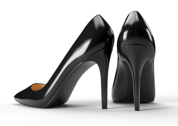 istock Black women's shoes isolated on white background. 3D rendering illustration. 1359309658