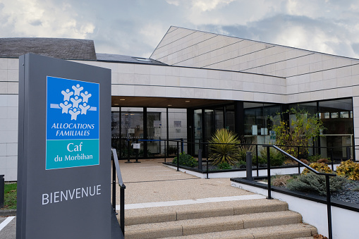 Vannes, France, December 14, 2021: Building of the Morbihan family allowance fund