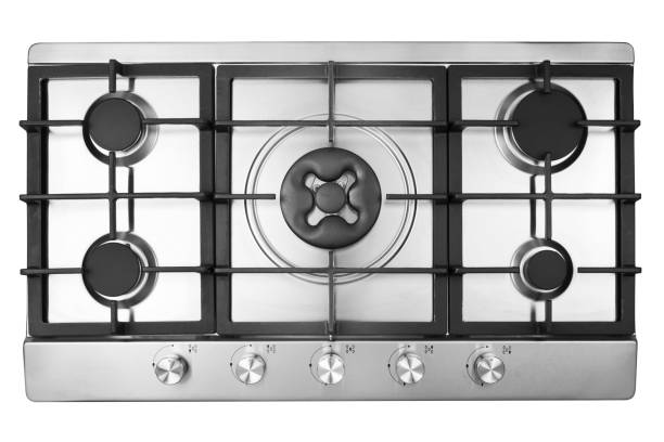 Steel stove , Gas cooker Gas cooker , Steel stove isolated on white background burner stove top stock pictures, royalty-free photos & images