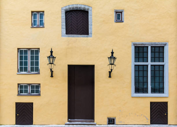 istock Windows and doors on facade of historic building 1359311229