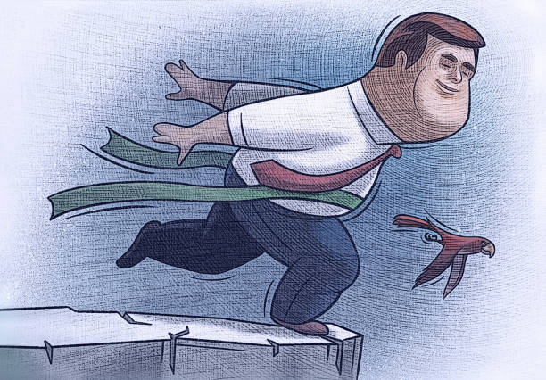 illustrations, cliparts, dessins animés et icônes de homme d’affaires sprintant sur une falaise - finish line running aspirations cartoon