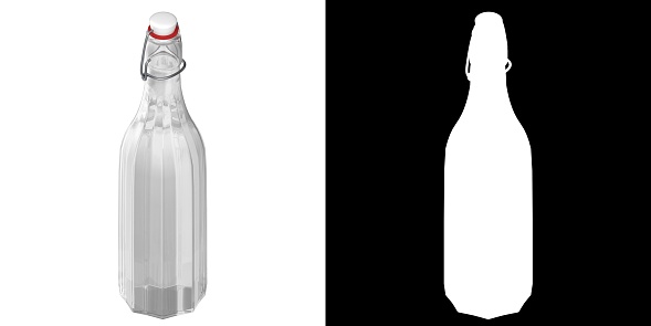 3D rendering illustration of a bottle with bracket closure closed