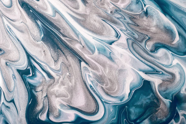 istock Abstract fluid art background navy blue and silver color. Liquid marble. Acrylic 1359322723