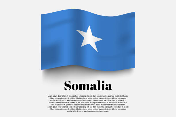 flaga somalii powiewa w formie na szarym tle. ilustracja wektorowa. - somali republic stock illustrations