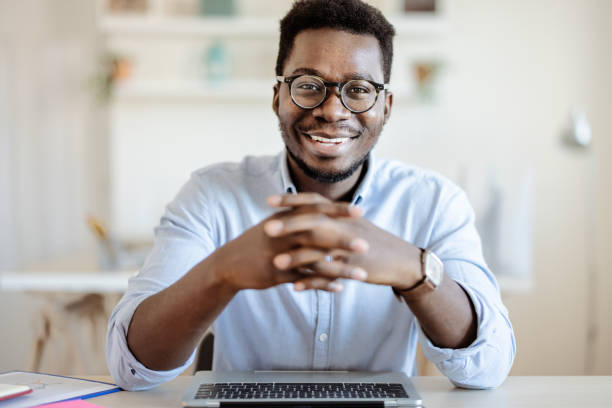 istock Male Manager holding Video Distant Job 1359330296