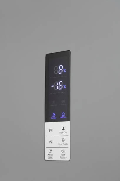istock Details of digital refrigerator screen 1359330403