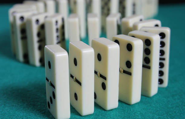 istock Line of domino pieces in an 