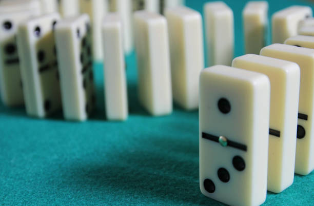 istock Line of domino pieces in an 