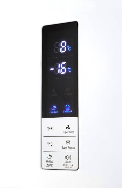 istock Details of digital refrigerator screen 1359331574