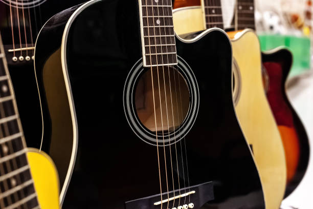 istock Guitars rows sale in music store 1359335555