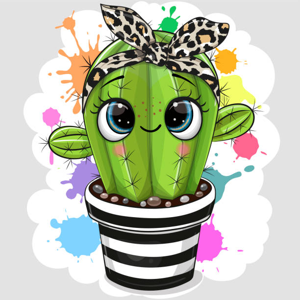 Ilustración de Cactus Con Arco Con Ojos En El Fondo De Las Manchas y más Vectores Libres de Derechos de Cactus - iStock Ilustración de Cactus Con Arco Con Ojos En El Fondo De Las Manchas y más Vectores Libres de Derechos de Cactus - iStock