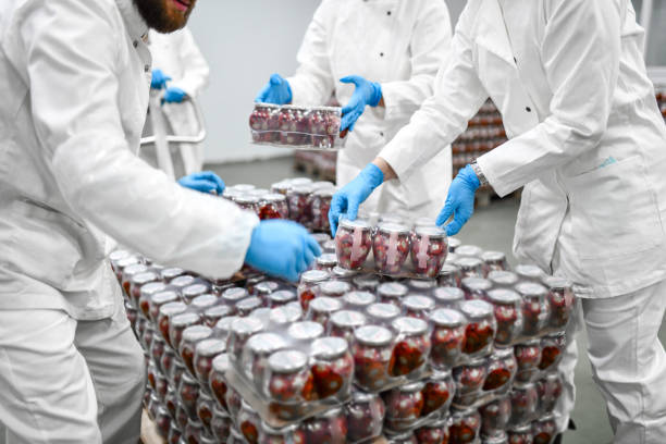 Pepper Jars Ready For Transportation In Food Processing Plant Warehouse