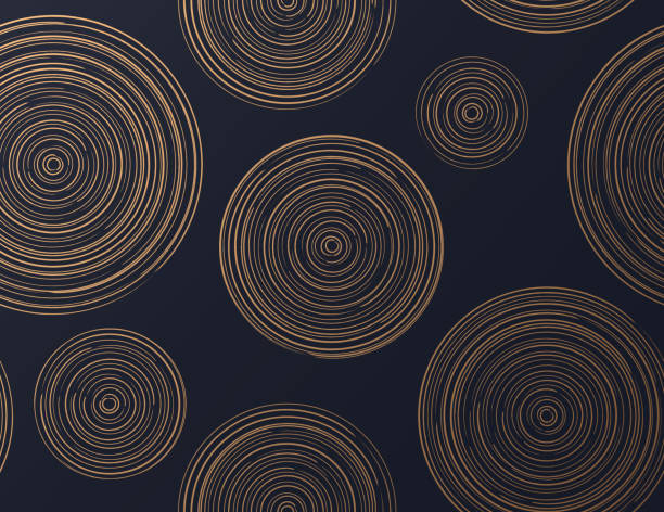 Seamless Golden Abstract Circles Seamless golden concentric circle lines water ripples abstract background pattern. hypnosis circle stock illustrations