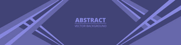istock Very peri color geometric abstract wide horizontal banner with lines and shapes. 1359344630