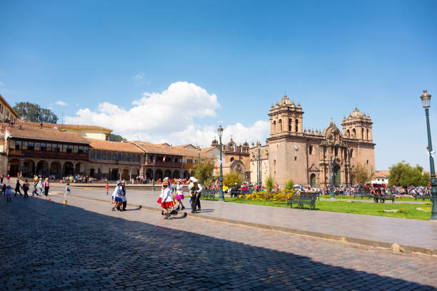 Candid Scene In The Main Square In Cusco, Peru stock photo