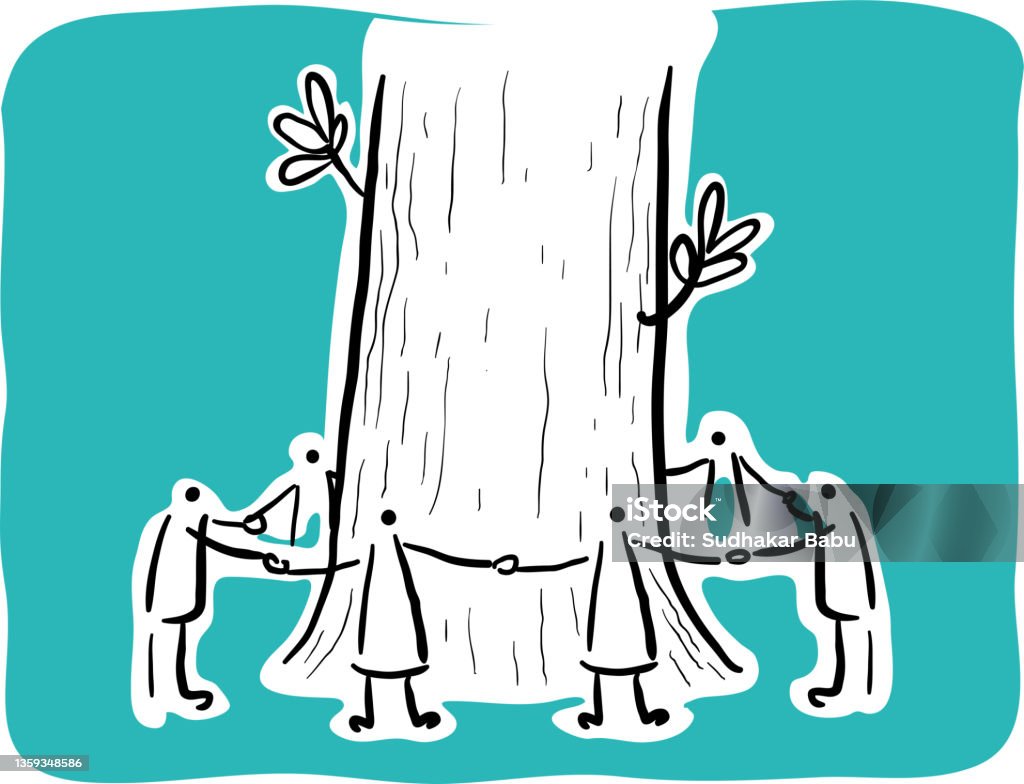 Save Treepeople People Around Tree Save Tree Illustration Stock Illustration - Download ...