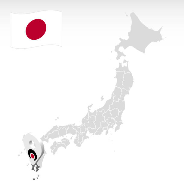 istock Location of Prefecture Kagoshima on map Japan. 3d Kagoshima location mark. Quality map  with regions of Japan for your web site design, app, UI.  Japan. EPS10. 1359349369