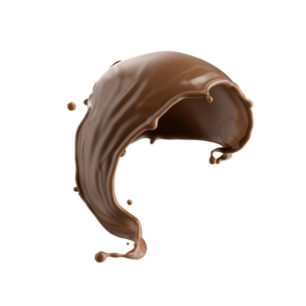 istock 3d render, chocolate splash, cacao drink or coffee, splashing cooking ingredient. Abstract liquid wave. Brown beverage clip art isolated on white background 1359349574