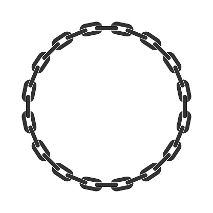 Circle frame from chain. Decorative element frame of chain. Template isolated on white background. Vector illustration