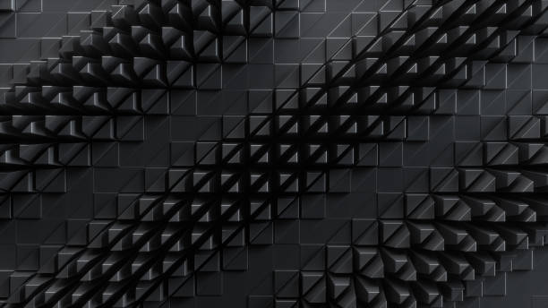 istock 3d render, abstract black geometrical background with industrial texture, nano technology, modern wallpaper 1359350656