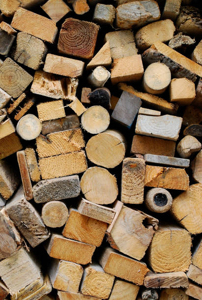 istock Varies shape of stacking wood under sunlight. 1359353267