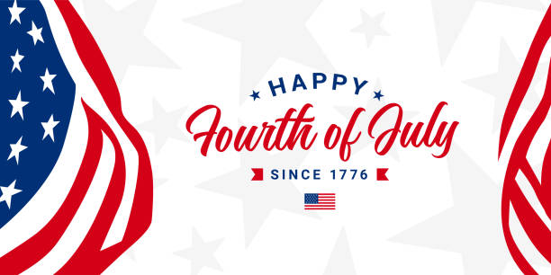 4th of July 70 Happy Fourth of July USA, united states of America independence day since 1776 greeting design on American waving flag promotion advertising banner template for Brochures, Poster with balloons. Vector illustration fourth of july stock illustrations