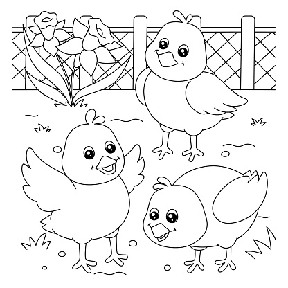 Chicks Coloring Page for Kids