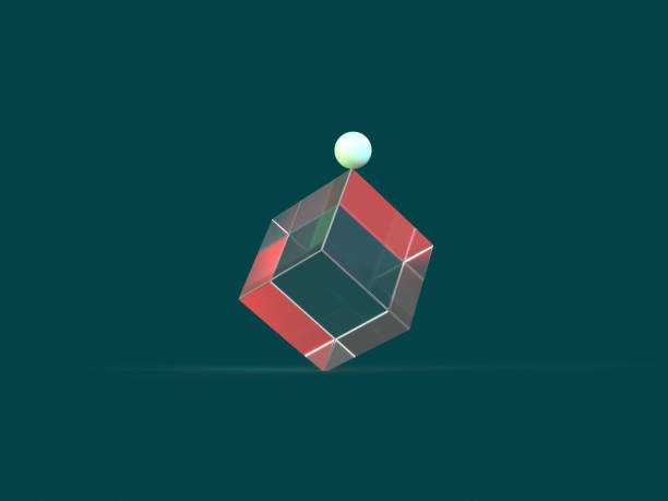 istock 3D rendered round and square shapes in transparent material on a green background. Illustration of abstraction, geometry, or minimalism. Visualization of illusion and backgrounds. 1359356974