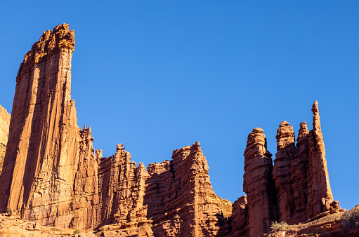 the scenic rugged landscape of the Fisher Towers Moab Utah