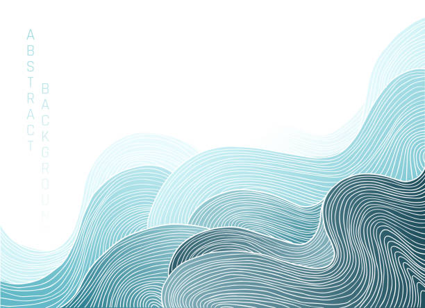 пейзаж на светлом фоне - sparse water wave sea stock illustrations