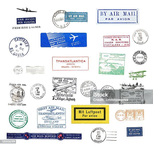 빈티지 Postmarks 우표에 대한 스톡 사진 및 기타 이미지 - 우표, 고무도장, 복고풍