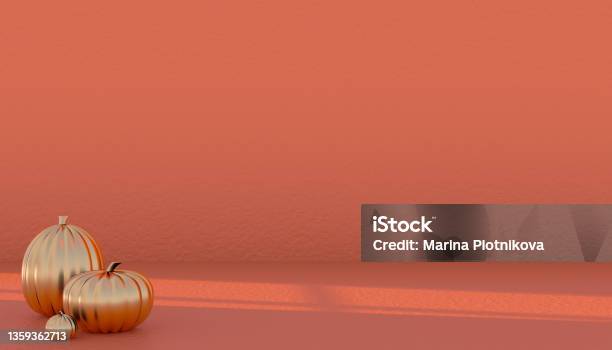 Podium And Minimal Abstract Background For Halloween 3d Rendering Geometric Shape 3d Illustration Stock Photo - Download Image Now