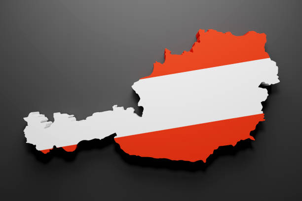carte et drapeau de l’autriche 3d - austria flag europe national flag photos et images de collection