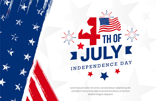 4th of July celebration the USA independence day design with star, fireworks and American flag on grunge American vintage flag background use for sale banner, discount banner, advertisement banner, social media, etc.