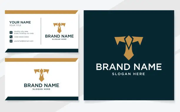Vector illustration of Initial letter T luxury emblem for company with business card template