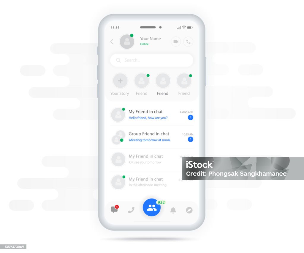 Chat Ui Phone Chat Ui Application Design Concept Social Network Messenger ...