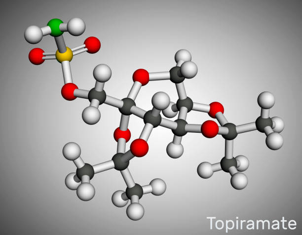 istock Topiramate molecule. It is sulfamate-substituted monosaccharide, anticonvulsant, antiseizure drug used in the control of epilepsy. Molecular model. 3D rendering 1359377432
