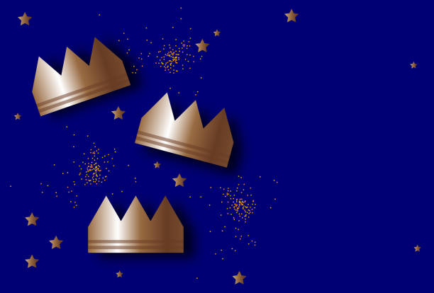 istock Three gold crowns for Traditional Three King's Day of January 6, holiday background vector illustration 1359379589