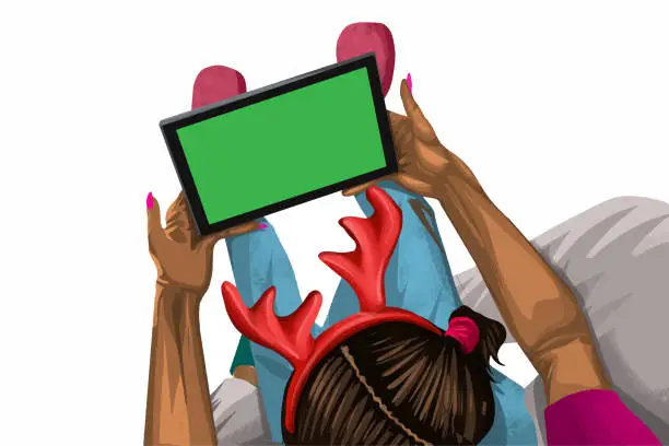 Vector illustration of Using a tablet