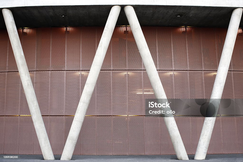 Concrete support columns, parking garage facade Architectural Column Stock Photo