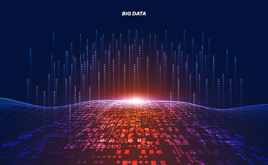 Abstract technology wave concept working data of Artificial intelligence and futuristic digital for future on dark blue background.