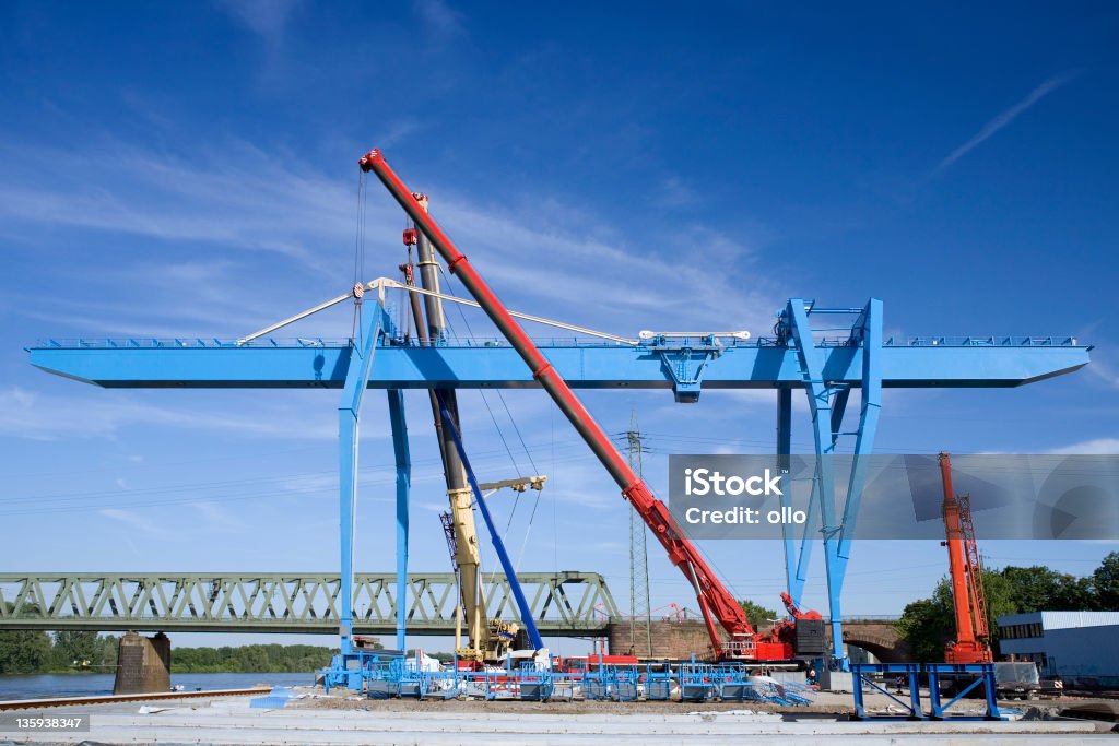 Container terminal gantry crane - construction site Image Montage Stock Photo